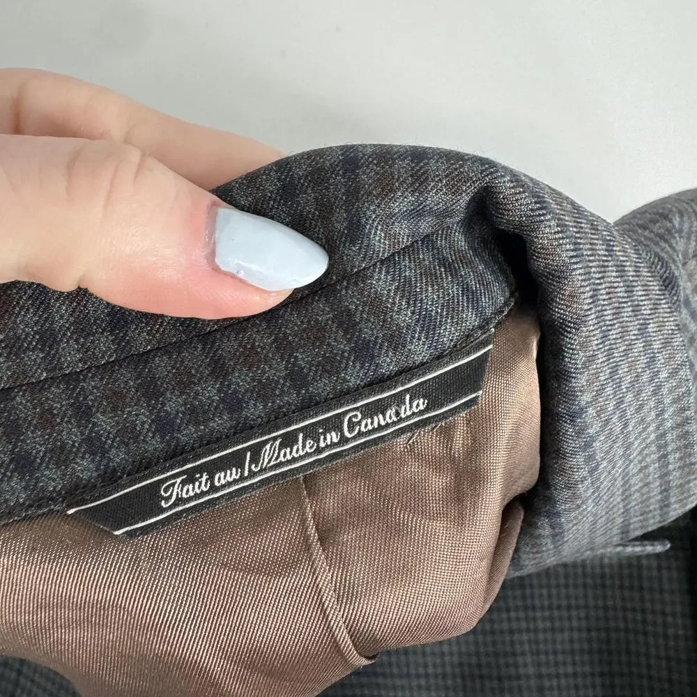 Jack Victor Vince SPJ Blazer Mens 44L Blue Gingham Check Wool Sport Coat Preppy